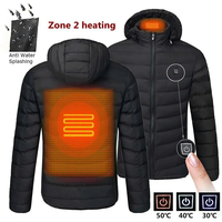 2 Zone Electric Heated Jacket Winter Intelligent USB Rechargeable Heating Cotton Coat Motorcycle Winter Smart Jacket