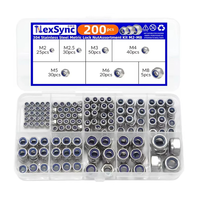 200pcs DIN985 Hex Nylon Insert Self Lock Nut Nylock Locknut Assortment Kit Set M2 M2.5 M3 M4 M5 M6 M8 304 A2-70 Stainles