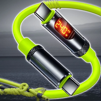 240W High-Speed USB Type C to Type C Charging Cable with LED Display for Car Quick Charge