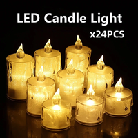 24pcs LED Crystal Candle Lights Candles Lit Flameless Candles Pillars Flickering Candles Night Lit Homecoming Party Rama