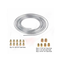 25Ft Coil Roll of 3/16OD Steel Zinc Brake Line Fuel Tubing Kit with 16 Fittings Replacement Accessories