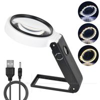 25X Magnifying Lens Handheld Eye-Loupe Magnifier for Coins Stamps Jewelry LED Illuminated Foldable Magnifying Glass Magn