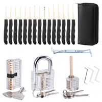 26PCS Locksmith Training Set Spring Steel with 3 Transparent Padlocks For Easy Visual Learning Portable Design Includes