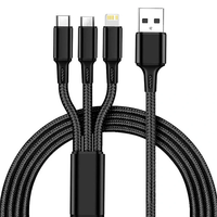 2A USB-A to Type-C/Micro/iP Cable Fast Charging Nylon Braided Core Line 1.2M Long for iPhone14 Pro for Huawei P50 for Vi