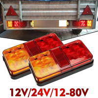 2Pcs 12V 24V 10 LED Tail Light Truck Trailer Truck Tail Light Side Light Turn Signal Indicator Stop Lamp Rear Brake Ligh