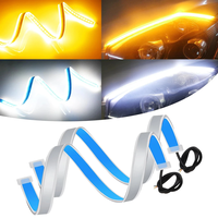 2pcs 12V 60cm Car LED thin Light Bar Dual-Color DRL Flowing Turn Signal Light Strips LED Car Daytime Running Light Flexi