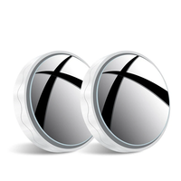 2pcs Car Suction Cup Mount Auxiliary Rearview Mirror 360° Rotating Wide-angle Round Frame Blind Spot Mirror