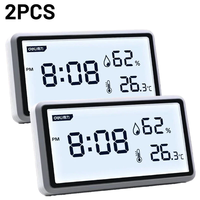 2Pcs Deli Electronic Thermometer Hygrometer Weather Station with High Precision 0.1℃ Temperature Humidity LCD Display Cl