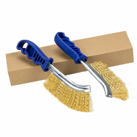 2PCS Heavy Duty Wire Brushes for Cleaning Rust Removal Carbon and Stainless Steel Bristles 11 Long Ergonomic Plastic Ha