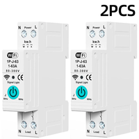 2Pcs Smart WiFi Circuit Breaker with Remote Control Voice Activation Adjustable Over Current Protection Energy Metering