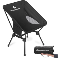 2Pcs WARMOUNTS Portable Camping Chair,  400LBS Folding Backpacking Chair Side Pocket Carrying Bag,  Ultralight Compact Bea