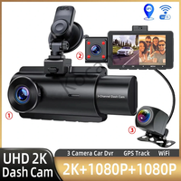 3 Channel Dash Cam Car Dash Camera With GPS WiFi IR Night Vision Camcorder