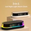 3 in 1 LED Symphony Night Lights Digital Clock Display 15W Wireless Charging Mobile Phone Holder Adjustable Brightness B