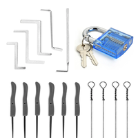 3 In 1 Set 16PCS Locksmith Tools Practice Transparent Lock Kit With Broken Key Extractor Wrench Tool Removing Hooks Hard