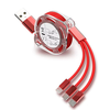 3 in 1 Telescopic Cable 3A USB-A to iP/Micro/Type-C Fast Charging Copper Core Line 1M Long for iPhone 16 15 14 13 Pro fo