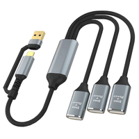 3-in-2 Multifunctional USB-C Hubs USB/Type-C Male to USB2.0*3 Female Multi Splitter Adapter OTG USB Power Adapter for La