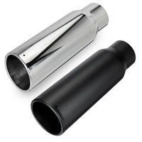 3 Inch Inlet 4 Inch Outlet Exhaust Tip 12 Inch Length Tail Pipe Anti-Corrosive High Temperature Resistant Black Silver A