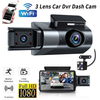 3 inch IPS Screen 3-Channel Driving Recorder 1080P HD 360° Rotation Dash Cam Without / With WiFi Loop Recording