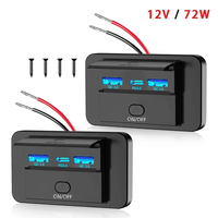 3 Port Car Charger Socket Multiple Device Charging 12V RV USB Outlet 72W Dual USB C 36W and Dual QC 3.0 18W Port for Car