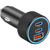 3-Port USB C Car Charger Adapter 67W Car Charger Dual USB-C & USB-A Car Power Adapter PD/QC Fast Charging for iOS and An