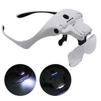 300mah Professional Magnifying Glasses with 5 Lens 1X-3.5X 4 LED Headband Magnifier Lamp USB Charging Jeweler Repair Lou