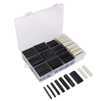 300Pcs/lot Polyolefin Shrinking Assorted 3:1 Heat Shrink Black White Tube Wire Cable Insulated Sleeving Heat Shrink Tubi