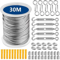 304 Stainless Steel PVC Coated Cable Railing Kit 30m Heavy Duty Garden Wire Rope Outdoor Deck Fence Balcony Railing Tent