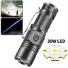 30W Long-Range Throwing LED Flashlight Ultra Bright Mini Type-C Charging Torch With Strong Light for Home Emergency,  Out