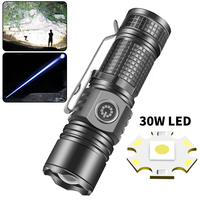 30W Long-Range Throwing LED Flashlight Ultra Bright Mini Type-C Charging Torch With Strong Light for Home Emergency,  Out