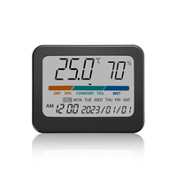 323 Multifunctional Indoor Thermometer with Humidity Gauge Accurate Readings Comfort Indicator Time Date and Week Displa