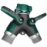 3/4" 2-Way Hose Splitter Heavy Duty Zinc Alloy with TPR Coating Universal Thread Dual Shut-off Valve Garden Faucet Conne