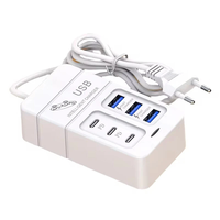 35W 6-Port USB PD Power Strip 3USB-A+3USB-C PD Fast Charging Rack Charger EU Plug US Plug for iPhone 15 14 13 Pro for Hu
