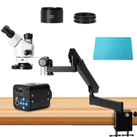 3.5X-45X Zoom Stereo Trinocular Microscope Clamp Folding Extension Type Base +24MP 2K HDMI Digital Video Camera Adjustab