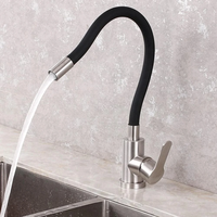 360° Rotatable 304 Stainless Steel Kitchen Silicone Tube Faucet Hot And Cold Brushed Universal Rotatable Vegetable Sink