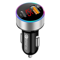 38W Car Charger PD+USB QC3.0 Quick Charging Phone Charger 12V -24V Lighter Socket with LED Voltmeter Display