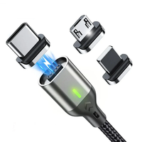 3A USB-A to Micro/IP/Type-C Magnetic Cable Fast Charging Data Transmission Copper Core Line 1M/2M Long for iPhone 16 15