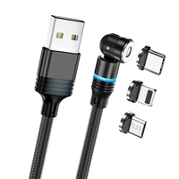 3A USB-A to Micro/Type-C/iP Cable 540° Rotate Magnetic Data Cable Support QC3.0 Fast Charging Data Transmission Copper C
