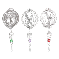 3D Metal Wind Spinner Stainless Steel Rotating Metal Chimes Animal Pattern Stereo Wind Chime Rotary Pendant For Home Dec