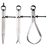 3pcs 8Inch Spring Caliper Set Internal Measuring Type with Flat Legs Carbon Steel Machinist Tool Silver Caliper Metalwor