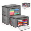 3PCS Clothes Storage Bag Window Compartment Non-woven Fabric Large Capacity Clothing Storage Bag