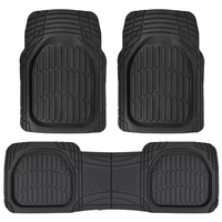 3pcs Deep Dish Heavy Duty Rubber Car Floor Mats Trim to Fit All Weather Protection for SUV Truck Van High-Quality PVC