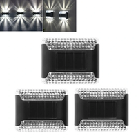 3pcs/set LED Solar Wall Light Warm White Outdoor Up and Down Garden Lamp for Home Porch Fence Stairs Wall Backyard Lumin