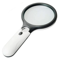 3X 45X Mini Handheld Magnifier Dual Lens 3 LED Light Magnifying Glass Effective Lens Diameter 75MM and 22MM Brightness A