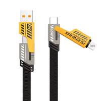 4-in-1 3A PD65W USB-A/Type-C to iP/Type-C Cable Fast Charging Data Transmission Copper Core Line 1M/2M Long for iPhone 1