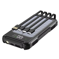 4-in-1 5000mAh/10000mAh/20000mAh Solar Power Bank with 4 Integrated Cables LED Digital Display External Battery Power Su