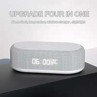 4-In-1 Desktop Clock USB Wireless Charging Night Light Thermometer Alarm Clock Wireless Charger Pad Stand Alarm Bedroom