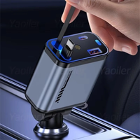 4-in-1 Multi-Function 120W Car Charger with Fast Charging Starry Sky RGB Ambient Lighting with Type-C & ip charger Retra