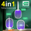 4 in 1Foldable Electric Mosquito Swatter with Portable UV Light Trap 5W Power and Dual Safety Switch Features USB Rechar