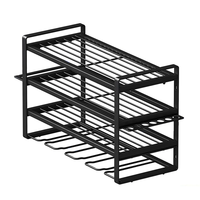 4 Layers Heavy Duty Iron Tool Storage Rack Wall Mount Organizer Battery Charging Station Drill Slots Easy Installation f