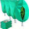 4-Pack Winter Plant Protection Covers 80x120cm Green Zipper Drawstring Cold Weather Jackets Shrubs and Trees Freezing Pr